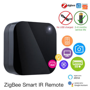 Tuya ZigBee Smart IR Remote Control - Universal Infrared Controller for AC, TV, DVD, Fan | Works with Alexa & Google Home | No Hub Required | Smart Life App | ZigBee 3.0 Hub Compatible