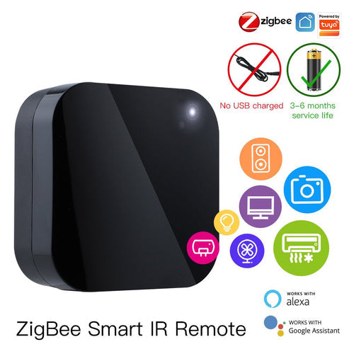 Tuya ZigBee Smart IR Remote Control - Universal Infrared Controller for AC, TV, DVD, Fan | Works with Alexa & Google Home | No Hub Required | Smart Life App | ZigBee 3.0 Hub Compatible