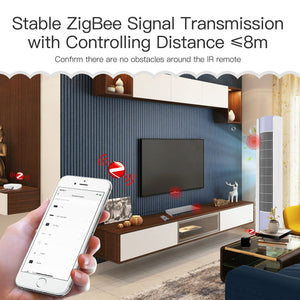 Tuya ZigBee Smart IR Remote Control - Universal Infrared Controller for AC, TV, DVD, Fan | Works with Alexa & Google Home | No Hub Required | Smart Life App | ZigBee 3.0 Hub Compatible