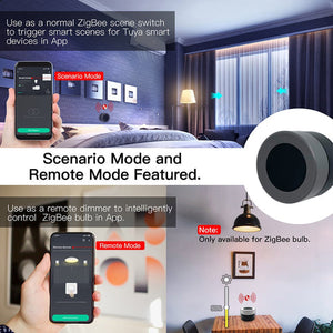 ZigBee Smart Wireless Rotary Scene Switch - Battery Powered Multi-Control, Works with Alexa/Google Home, Hub Required, Smart Home Automation (No Wiring Needed)