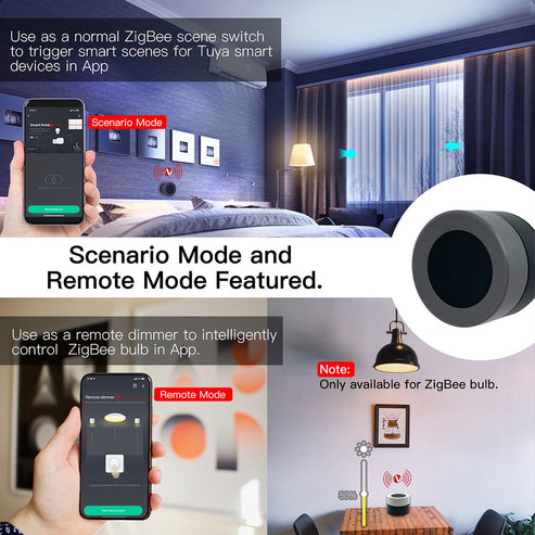 ZigBee Smart Wireless Rotary Scene Switch - Battery Powered Multi-Control, Works with Alexa/Google Home, Hub Required, Smart Home Automation (No Wiring Needed)