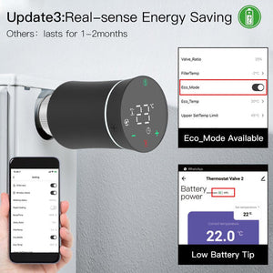 MOES ZigBee Smart Radiator Thermostatic Valve (BRT-100 Mini) - Tuya Compatible WiFi TRV for Home Heating - Energy Saving Soft Touch Design - Works with Alexa/Google Home - White & Black (2 Styles)