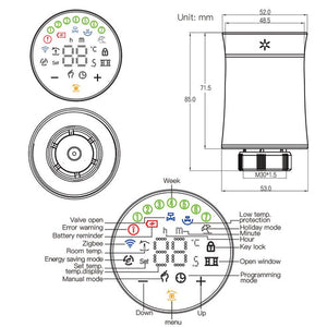 MOES ZigBee Smart Radiator Thermostatic Valve (BRT-100 Mini) - Tuya Compatible WiFi TRV for Home Heating - Energy Saving Soft Touch Design - Works with Alexa/Google Home - White & Black (2 Styles)