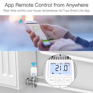 Smart Programmable Radiator Thermostatic Valve - Tuya ZigBee 3.0 WiFi Actuator with Round LED Screen - Works with Alexa/Google Home - Energy Saving Temperature Controller for Smart Heating System