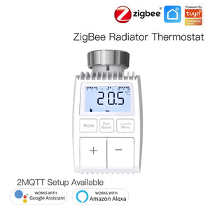 Smart Programmable Radiator Thermostatic Valve - Tuya ZigBee 3.0 WiFi Actuator with Round LED Screen - Works with Alexa/Google Home - Energy Saving Temperature Controller for Smart Heating System