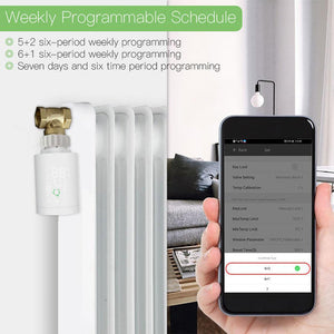 MOES Smart Thermostatic Radiator Valve TRV TS0601 - ZigBee LCD Curved Screen Heating, Battery Powered, Works with Alexa/Google Home/Tuya, Programmable Temperature Control