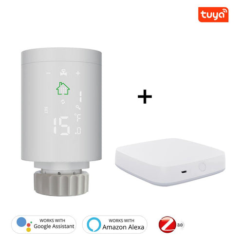 MOES Smart Thermostatic Radiator Valve TRV TS0601 - ZigBee LCD Curved Screen Heating, Battery Powered, Works with Alexa/Google Home/Tuya, Programmable Temperature Control
