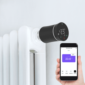 MOES ZigBee Smart Radiator Thermostatic Valve (BRT-100 Mini) - Tuya Compatible WiFi TRV for Home Heating - Energy Saving Soft Touch Design - Works with Alexa/Google Home - White & Black (2 Styles)