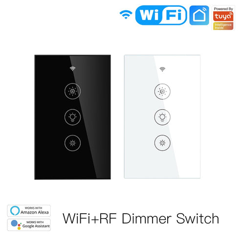 WiFi Dimmer Switch & RF433 Smart Light Switch - Glass Touch Panel with LED Indicator, Compatible with Alexa/Google Home, No Hub Required, for Dimmable LED Lights (Neutral Wire Required)