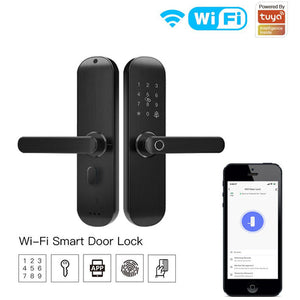 WiFi Smart Door Lock with Fingerprint Entry - Keyless Security Lock with Multiple Unlock Methods (App/Code/Card/Key), Remote Access, Auto-Lock, Works with Alexa & Google Home, Anti-Tamper Alarm