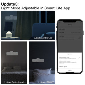 Smart WiFi US Outlet Extender - Multi Plug Power Strip with Shelf, Works with Alexa/Google Home, Adjustable Light Modes, Relay Status Indicator, No Hub Required, 15A/1875W (3 Outlets + 2 USB Ports)