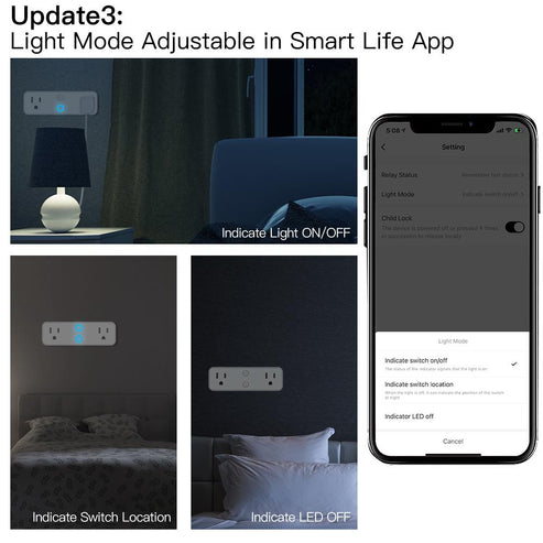 WiFi Smart Outlet Extender with Night Light | 3-Outlet Multi Plug Socket & Shelf | Works with Alexa & Google Home | Adjustable Light Modes & Relay Status | No Hub Required | 15A/1875W | 2.4GHz WiFi | US Version