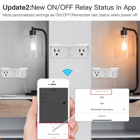 WiFi Smart Outlet Extender with Night Light | 3-Outlet Multi Plug Socket & Shelf | Works with Alexa & Google Home | Adjustable Light Modes & Relay Status | No Hub Required | 15A/1875W | 2.4GHz WiFi | US Version