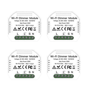 WiFi Smart Dimmer Switch Module - 2 Gang LED Dimmable Relay, Works with Alexa/Google Home, No Hub Required, DIY Installation, 0-100% Smooth Dimming, Smart Life/Tuya App (120-250V)