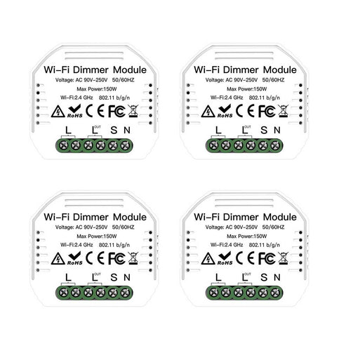 WiFi Smart Dimmer Switch Module - 2 Gang LED Dimmable Relay, Works with Alexa/Google Home, No Hub Required, DIY Installation, 0-100% Smooth Dimming, Smart Life/Tuya App (120-250V)