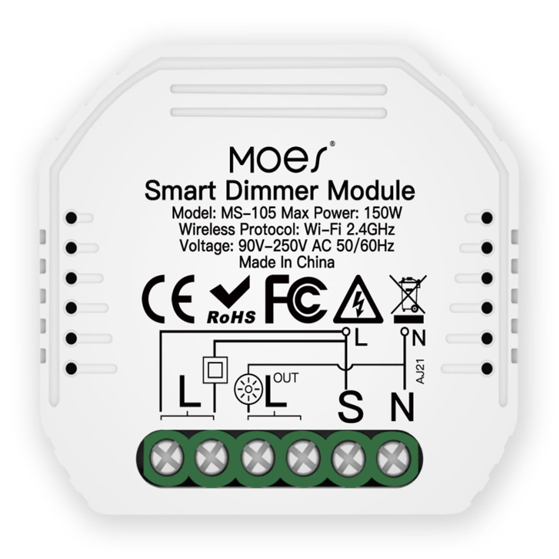 WiFi Smart Dimmer Switch Module - 2 Gang LED Dimmable Relay, Works with Alexa/Google Home, No Hub Required, DIY Installation, 0-100% Smooth Dimming, Smart Life/Tuya App (120-250V)