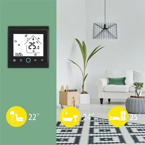 WiFi Smart Thermostat for Central Air Conditioner – 2 Pipe/4 Pipe Compatible, 3 Speed Fan Control, Temperature Controller for Coil Units – Works with Alexa, Google Home, Remote Access & Energy Saving