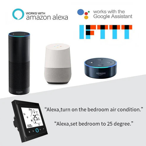 WiFi Smart Thermostat for Central Air Conditioner – 2 Pipe/4 Pipe Compatible, 3 Speed Fan Control, Temperature Controller for Coil Units – Works with Alexa, Google Home, Remote Access & Energy Saving