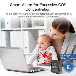 WiFi Smart Air Quality Monitor - 3-in-1 CO2, Temperature & Humidity Sensor, Real-Time Indoor Pollution Detector, Works with Alexa/Google Home, App Alerts