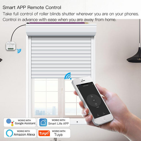 WiFi & RF433 Smart Curtain Switch Module - DIY Automation for Electric Motorized Roller Blinds/Shutters - Works with Alexa, Google Home & Smart Life App - Timer & Remote Control - No Hub Required