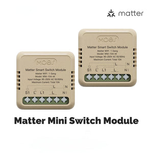 WiFi Matter Mini Smart Switch Module - Relay Timer for Lights & Appliances, DIY Home Automation, Works with Alexa/Google/HomeKit, No Hub Required, 10A 120V/240V, Smart Life & Tuya Compatible