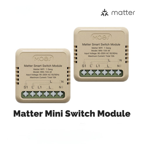 WiFi Matter Mini Smart Switch Module - Relay Timer for Lights & Appliances, DIY Home Automation, Works with Alexa/Google/HomeKit, No Hub Required, 10A 120V/240V, Smart Life & Tuya Compatible
