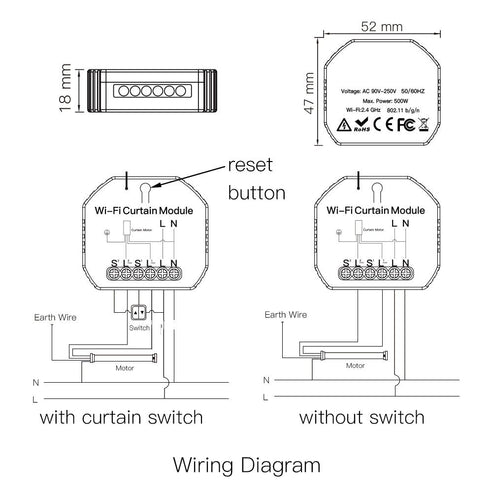MOES WiFi Smart Curtain Switch Module - DIY Electric Curtain Motor Relay, Works with Alexa/Google Home, APP & Voice Control, No Hub Required, Timer Function, Compact Design (120-250V)