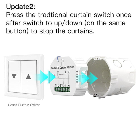 MOES WiFi Mini Smart Curtain Switch Module - DIY Electric Curtain Motor Relay, Works with Alexa/Google Home, APP & Voice Control, No Hub Required, Timing Function (Neutral Wire Required)