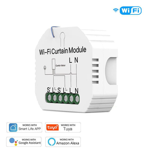 MOES WiFi Mini Smart Curtain Switch Module - DIY Electric Curtain Motor Relay, Works with Alexa/Google Home, APP & Voice Control, No Hub Required, Timing Function (Neutral Wire Required)