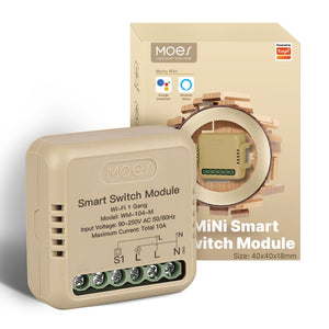 WiFi Mini Smart Switch Module - 1 Gang & 2 Gang DIY Relay Timer, Wireless Light Switch Works with Alexa/Google Home, No Hub Required, Smart Life/Tuya App Control, 10A 120V-250V, No Neutral Needed