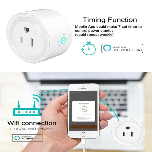 Smart Plug WiFi Outlet - US Version | No Hub Required | Works with Alexa & Google Home | Energy Monitoring | Timer & Schedule | 15A/1875W | 2.4GHz WiFi | Remote Control via App