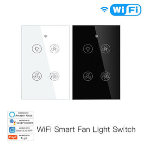 WiFi & RF433 Smart Ceiling Fan Light Touch Switch - Single Pole, Neutral Wire Required - Works with Alexa, Google Home & Smart Life App - Compatible with Most Ceiling Fans & Lights (US Standard)