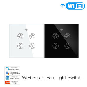 WiFi & RF433 Smart Ceiling Fan & Light Switch - EU Version, Single Pole Touch Control, Neutral Wire Required, Works with Alexa/Google Home, No Hub Needed