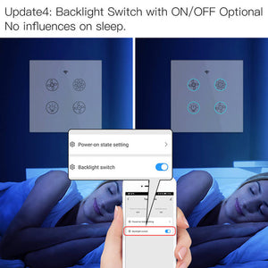 WiFi & RF433 Smart Ceiling Fan & Light Switch - EU Version, Single Pole Touch Control, Neutral Wire Required, Works with Alexa/Google Home, No Hub Needed