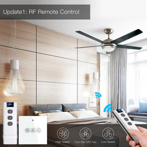 WiFi & RF433 Smart Ceiling Fan Switch - Single Pole EU Version, Touch Control, Neutral Wire Required, Works with Alexa/Google Home, No Hub Needed for Remote Control