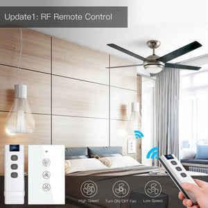 WiFi & RF433 Smart Ceiling Fan Switch - US Version, Single Pole Touch Control, Neutral Wire Required, Works with Alexa/Google Home, No Hub Needed, Remote Control Wall Switch