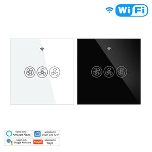 WiFi & RF433 Smart Ceiling Fan Switch - Single Pole EU Version, Touch Control, Neutral Wire Required, Works with Alexa/Google Home, No Hub Needed for Remote Control