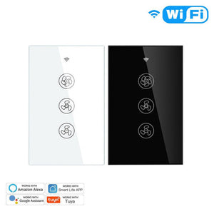 WiFi & RF433 Smart Ceiling Fan Switch - US Version, Single Pole Touch Control, Neutral Wire Required, Works with Alexa/Google Home, No Hub Needed, Remote Control Wall Switch