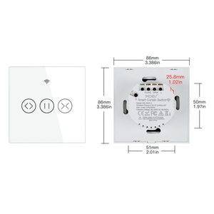 Smart Curtain Switch WiFi & RF433 - Touch Control for Blinds/Roller Shutters, Single Pole, Neutral Wire Required, Works with Alexa/Google Home, Tuya/Smart Life App Compatible (EU Standard)