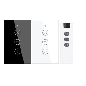 WiFi & RF433 Smart Curtain Switch - Touch Control for Blinds/Roller Shutters, Single Pole, Neutral Wire Required, Works with Alexa & Google Home, Smart Life/Tuya App (US Standard)