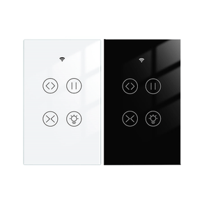 WiFi Curtain Light Switch, RF433 Smart Touch Switch for Curtain Lights, Glass Panel Design, Single Pole, Neutral Wire Required, Compatible with Alexa & Google Home (US Version)