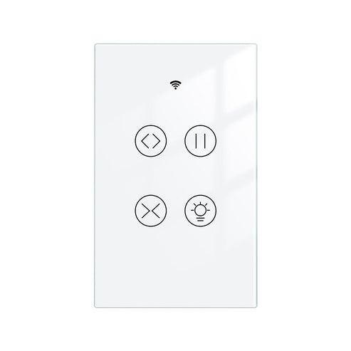 WiFi & RF433 Smart Curtain Light Switch - Glass Panel Touch Control for Motorized Curtains & Blinds, Single Pole, Neutral Wire Required, Works with Alexa/Google Home, US Standard (120V)