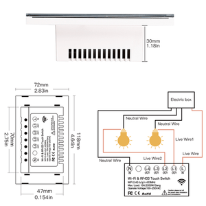 RF433 & WiFi Smart Light Switch - Glass Panel Touch Control, 3-Way Multi-Control, Neutral Wire Required, US Standard 120V, Works with Alexa/Google Home