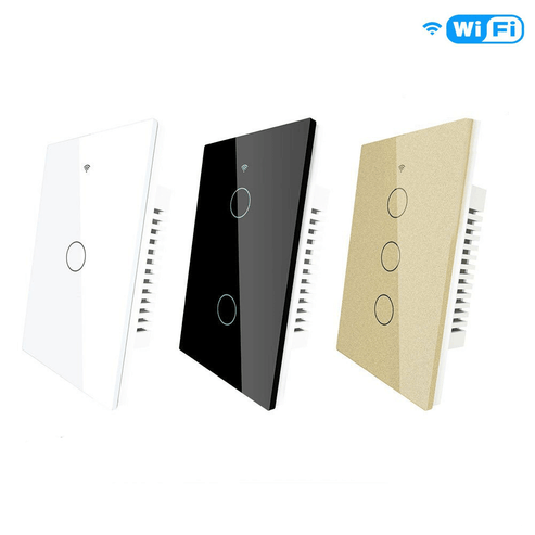 RF433 & WiFi Smart Light Switch - Glass Panel Touch Control, 3-Way Multi-Control, Neutral Wire Required, US Standard 120V, Works with Alexa/Google Home