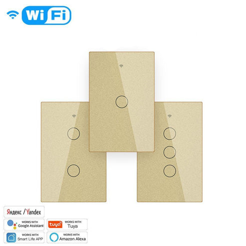 WiFi & RF433 Smart Light Switch - Touch Panel Wall Switch, Single Pole No Neutral Wire Needed, 95-130V US Standard, Works with Alexa/Google Home, Remote Control