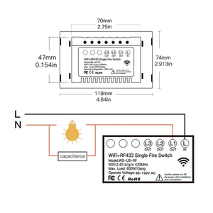 WiFi & RF433 Smart Light Switch - Touch Panel Wall Switch, Single Pole No Neutral Wire Needed, 95-130V US Standard, Works with Alexa/Google Home, Remote Control