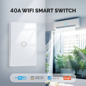 WiFi Smart Boiler Touch Switch – Single Pole, Neutral Wire Required, 20A 100-240V, Works with Alexa & Google Home, Remote Control via App, No Hub Needed, for Water Heater & HVAC Systems (US Standard)