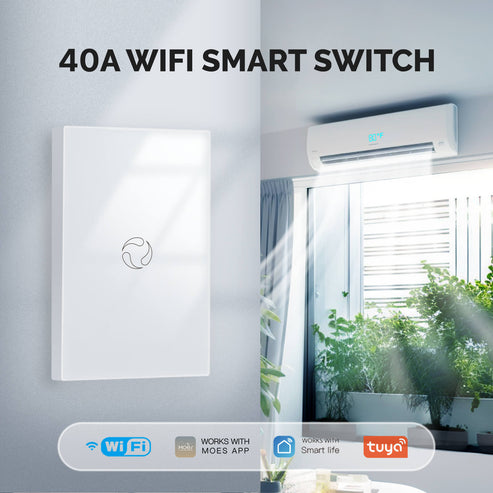 WiFi Smart Boiler Touch Switch – Single Pole, Neutral Wire Required, 20A 100-240V, Works with Alexa & Google Home, Remote Control via App, No Hub Needed, for Water Heater & HVAC Systems (US Standard)