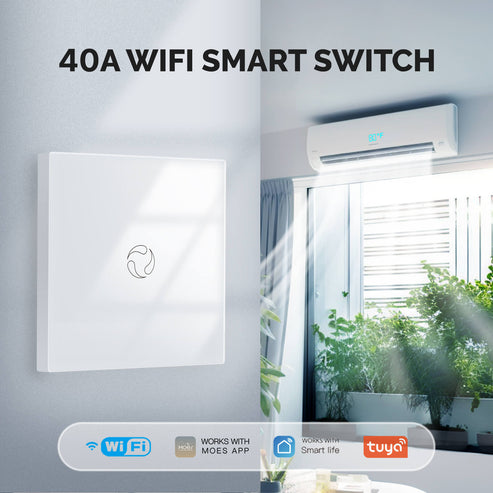 WiFi Smart Boiler Touch Switch – Single Pole, Neutral Wire Required, 20A 100-240V, EU Version, Works with Alexa & Google Home, App Control, No Hub Needed, for Water Heater & HVAC Systems