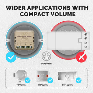 WiFi Smart Dimmer Switch Module - 1 Gang & 2 Gang, DIY Installation, Works with Alexa/Google Home, No Hub Required, 0-100% Smooth Dimming, Timer Function, No Neutral Wire (90-250V)